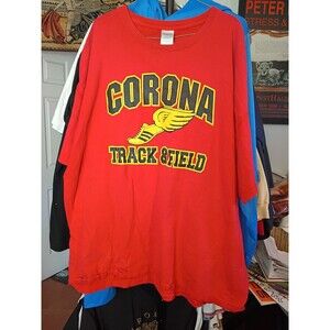 Corona track and field red color tee rare size xxxl 3xl gildan